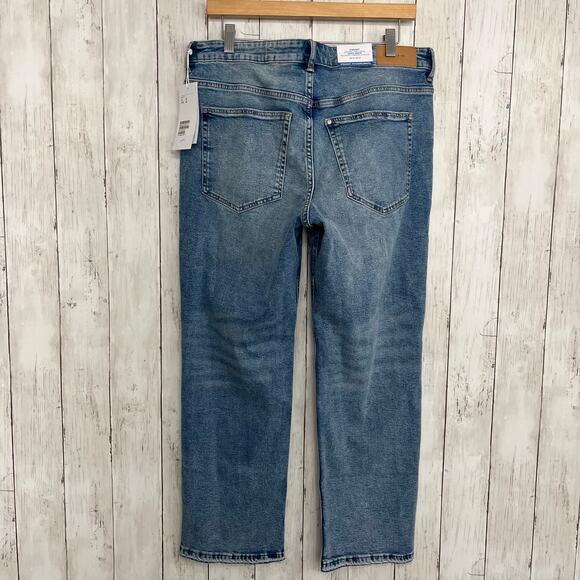 H&M &Denim Straight High Waist Ankle Length Light Wash Cotton Denim Jeans 12 - Picture 2 of 10